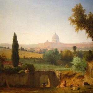George Inness Saint Peter&#39;s Rome 1857 Italy Italian Goat Premium Giclee Art Poster Printed on Matte Paper or Canvas Rolled Up