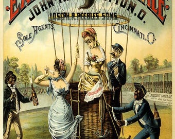 Póster de viaje de Cincinnati: Impresión artística vintage de un globo aerostático