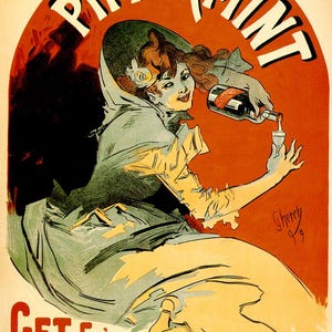 Vintage French Fashion Poster: Young Lady with Liquor, Giclee Art Print