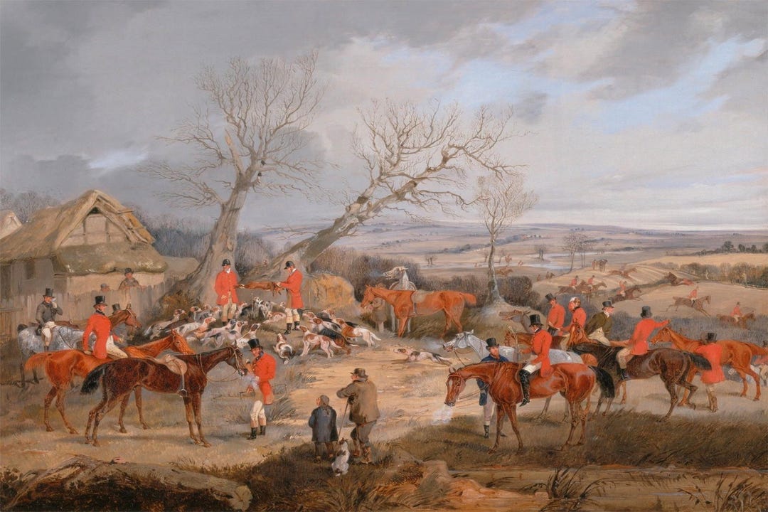 Hunt Scene Hunt Hunting Scene the Kill Fox Dogs Horseback Horse Landscape Henry ...