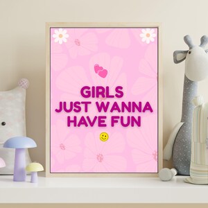 Y2K Pink Poster: Girls Just Wanna Have Fun - Retro Teen Room Art (Digital Download