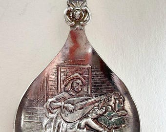 Vintage Zilverstad Silver Plated Egg Cup, Embossed Dutch Musician Scene