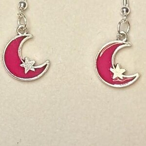 Pink crescent moon earrings