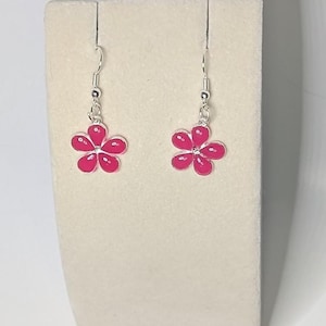 Pink flower earrings