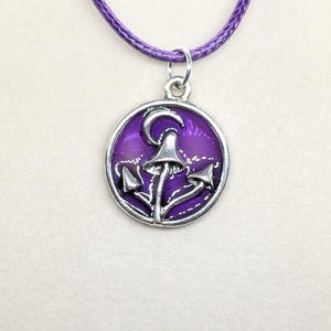 Purple mushroom pendant necklace