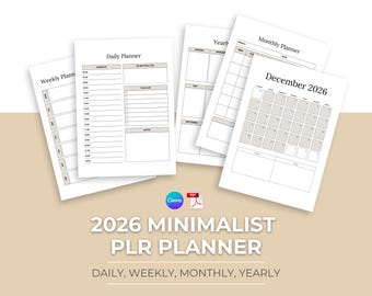 2026 Daily Planner US Letter A4 A5 Size Boho Aesthetic Printable 365 Days Organize Hack for Teacher Canva Template PLR MRR Commercial Rights