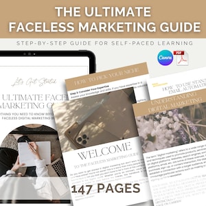 Faceless Marketing Guide eBook, Canva Editable PDF Download, Beginner Digital Marketing Resource, PLR eBook Template with Resell Rights