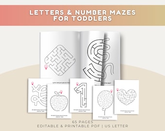 Easy Maze Map Bundle for Kid Puzzle Number Letter Game Toddler Busy Book Insert Homeschool Learning Activity Preschool Travel Game Printable