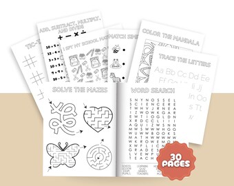 Kids Educational Worksheets PLR Bundle Elementary Learning Preschool Fun Activities Smart Kids Coloring Pages Mazes and I Spy Board Games