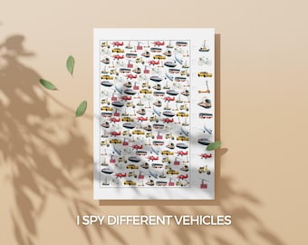 Vehicle I Spy Counting Game Transportation Activity for Kids Toddler Busy Book Classroom Morning Work Handout Kids Observation Skills