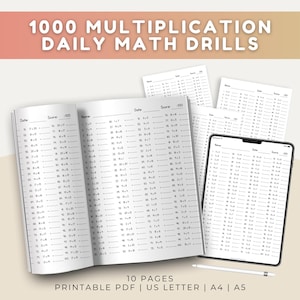 Multiplikations-Schnellübungen: Druckbares PDF-Arbeitsblatt, einfache und zweistellige Grundrechenarten, Einmaleins in Schritten