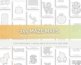 Maze Maps Bundle for Kids Educational Games for Family Editable Tracing Games Interactive Fun Games Adults Brain Teasers PLR Kids Activities