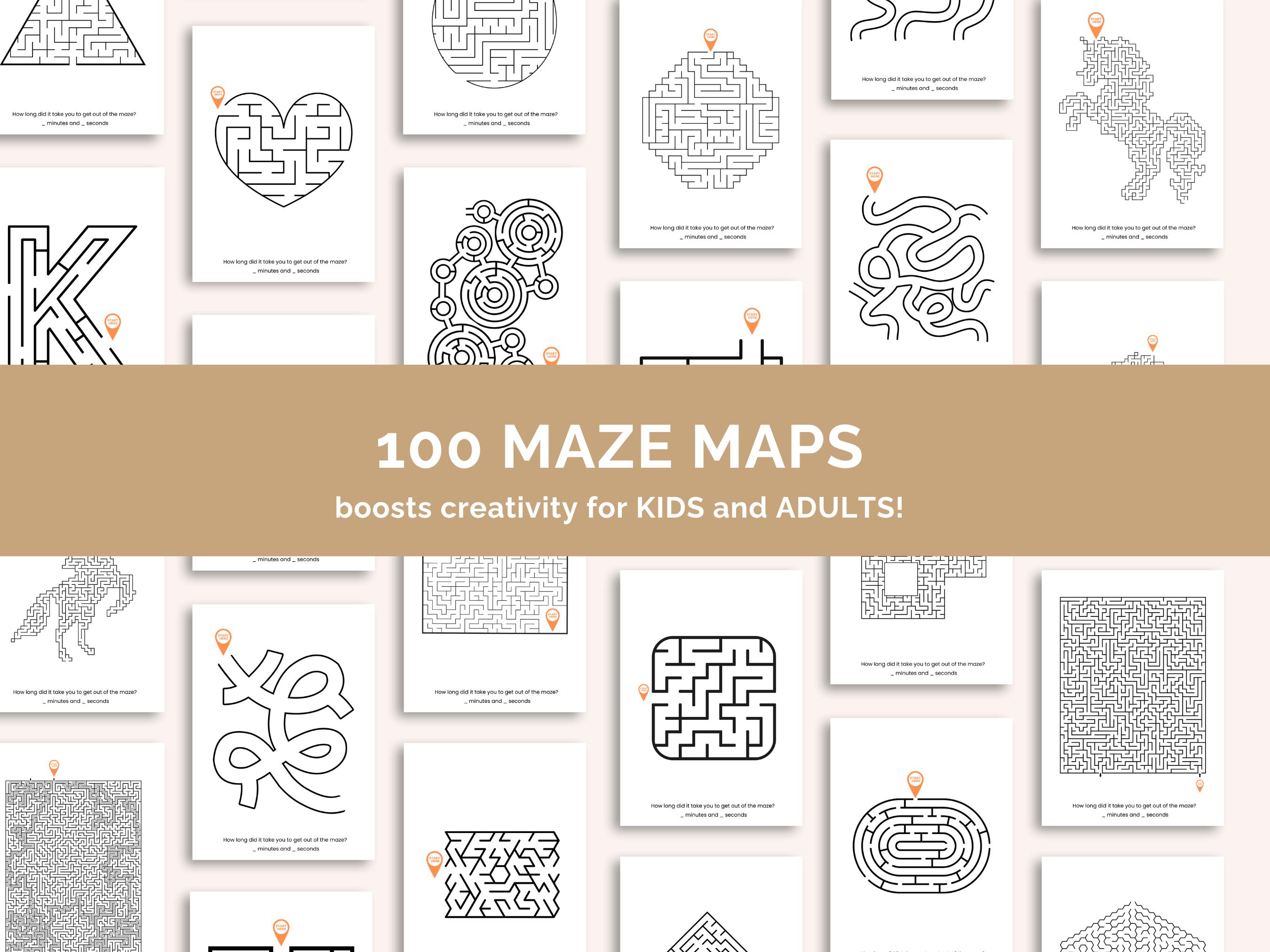 Maze Mapmini 100 Maze Maps Bundle Maze Maps for Kids Maze Maps for Adults Editable ...