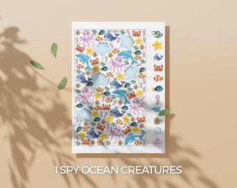 I Spy Under The Sea Animal Scavenger Hunt Ocean Creature Game Kid Counting Worksheet Classroom Activity Toddler Birthday Party Favor Digital