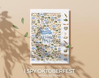 I Spy Oktoberfest Hunting Game Printable Board Activity Solution Answer Key PDF Fall Festival October Feast Holiday German Bavarian Kid Teen