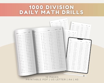 Division Speed Drills Printable PDF Practice Worksheet Single Double Digit Basic Math Division Fact Fluency Divide Dividend Divisor Quotient