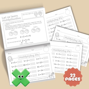 Multiplicación del 1 al 10. Preescolar. Aprendizaje temprano de matemáticas. Jardín de infancia. Tabla de multiplicar para niños. Hojas de trabajo de multiplicación con soluciones. MRR