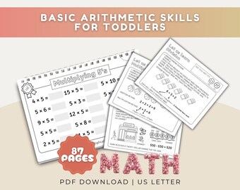 Addition Subtraction Multiplication Division Math Drills Worksheet for Kids Single Double Digit Bundle Kindergarten Mathematics PDF Download
