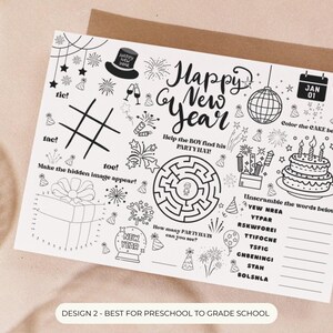 2026 New Year Activity Placemat Winter Printable Holiday Games for ...