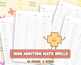 Single Double Digit Addition Printable Math Drills Practice Additional Worksheet Counting 1 to 100 Beginning Advanced Classroom Teacher Exam