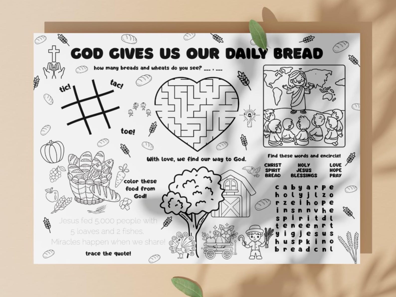 Christian Kids Activity Placemat Printable Board Games for Kids ...