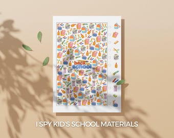 Back to School I Spy Printable School Supplies Activities Kids Learning Worksheets Classroom Games Busy Book Morning Work Student Handout