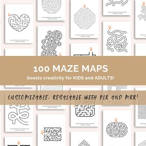 Maze Maps (100 Interaktive Blätter) | Canva bearbeitbar + druckbares PDF | für Kinder & Erwachsene | mit Master Wiederverkaufsrechten und Handelsmarkenrechten