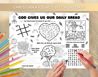 Christliche Kinder Aktivität Tischset Druckbare Brettspiele für Kinder Christliche Glaube Basiert Bibel Arbeitsblätter Vorschule Homeschool Malseite