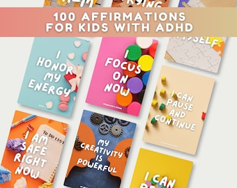ADHD Affirmation Card Deck Kid Adult Encouragement Mental Health Care Autism Coping Skill Teen Strategy Neurodivergent Calm Down Corner PDF