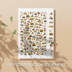 I Spy Construction Equipment Different Vehicles Kids Counting Game for Future Civil Engineers Career Week School Printable Worksheets PLR