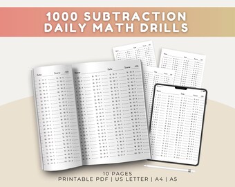 Daily Subtraction Beginning Math Drills for Grade 4th 5th 6th Student Smart Kid Morning Routine Brain Teaser Subtracting Speed Mastery PDF