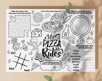 Pizza Making Activity Placemat Printable Kids Creativity Coloring Worksheets Busy Book Pages Early Learning Skills Logic Games Preschool PDF