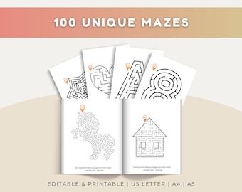 100 Maze Maps Bundle Maze Maps for Kids Maze Maps for Adults Editable Tracing Games Interactive Fun Games for Adults Fun Games for Kids PLR