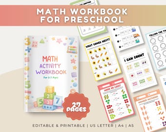 Kindergarten Early Homeschool Teacher Math Curriculum Worksheets for Age 5 to 7 Math Drills Counting Activity Bundle Canva Printable PDF MRR