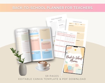 Lesson Plan Template Teacher Planner Digital Printable Academic Goal Setting School Year Schedule Classroom Manage Attendance Tracker Gift