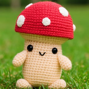 Crochet Mushroom Pattern PDF - Cute Amigurumi Plush Tutorial, Instant Download, Beginner Friendly DIY Toy, Kawaii Toadstool Decor Pattern