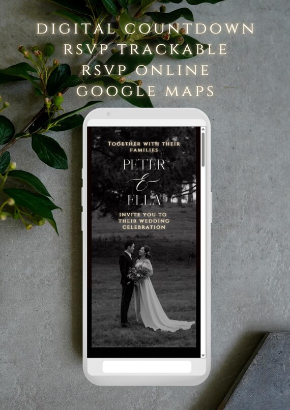 Canva Elegant Wedding Invitation Template Editable | Digital Invite with RSVP & Countdown | Modern Mobile Wedding Invite | Instant Download