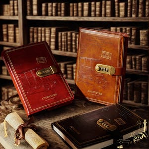 Carnet de notes européen A5 avec verrouillage par mot de passe, carnet d'étudiant, carnet de voyage, carnet de voyage pour couple, carnet de notes en cuir à mémoire de forme, carnet de voyage.