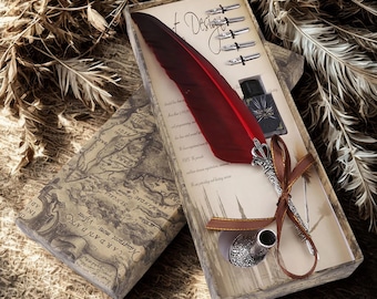 Juego de tinta para escribir con pluma, papelería, exquisita pluma de inmersión, elegante libro de visitas para firmar, para él y para ella, pluma de firma, regalo para escritor.