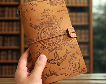 Pirate Ship Leather Travel Journal: Small Notebook (4.13x5.83 inches)