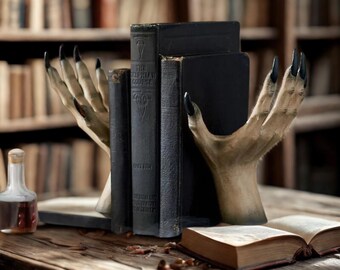 Witch Hand Book Holder: Gothic Bookend - Spooky Bookshelf Decor, Stands Witch Book Holders Office Tabletop Bookshelf Bookcase Decor