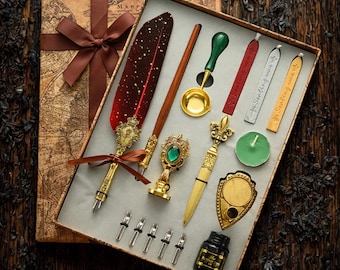 Pluma de caligrafía con juego de tinta, pluma de inmersión de caligrafía retro, juego de tinta de escritura, pluma estilográfica de papelería, regalo para profesor.