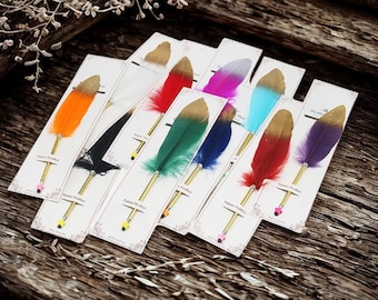 Färgglad skrivpenna, kulspetspenna, söt fjäder, fjäderdopppenna, skrivbläckset, brevpapper, fjäderpenna, present till författare.