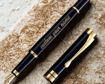 Personalized Golden Ink Pen, Vintage Calligraphy Pen, Signature Pen, Feather Calligraphy Writing Pen, Guest Book Pen, Gift For Writer Gift.