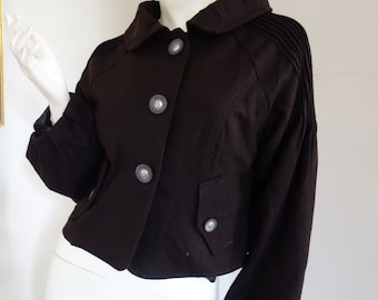 Moda Francesa - PUNTO BENE Alta Moda Shrug Bolero Chaqueta Lana Mangas Grandes M