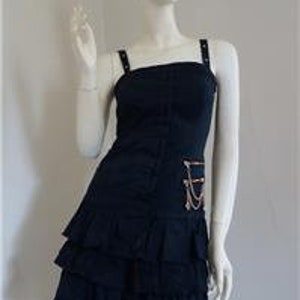 French Fashion MORGAN DE TOI Punk Inspired Black Denim Bustier Dress S image 3