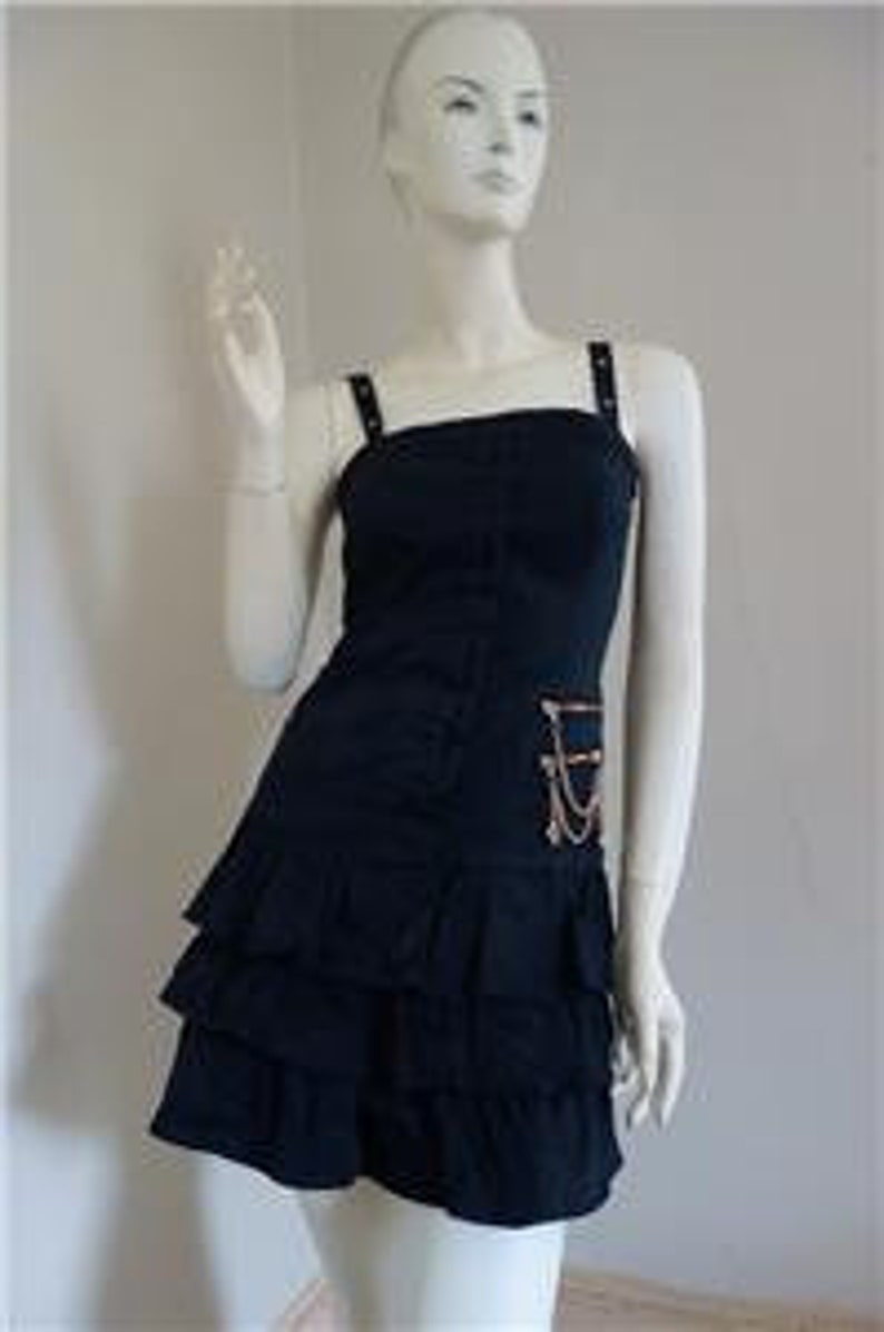 French Fashion MORGAN DE TOI Punk Inspired Black Denim Bustier Dress S image 3