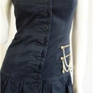 French Fashion MORGAN DE TOI Punk Inspired Black Denim Bustier Dress S image 6