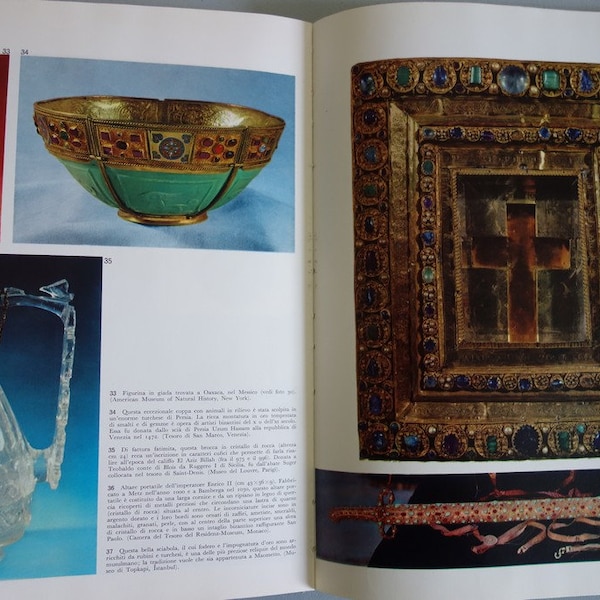 Stunning Vintage Italian Book on the History of Gems in Jewelry and Art "Pietre Preziose" many color plates, HC, 1968, great reference book