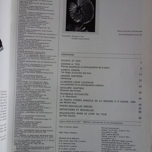 May include: A vintage magazine cover from July 1968, titled "camera," features a black and white image of a plant. The magazine is in French and includes a table of contents.